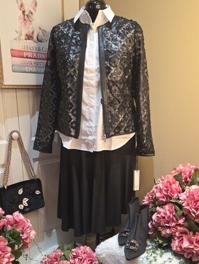 Nwt XL, L, M Bagatelle Black Floral Laser-Cut Vegan Leather Jacket